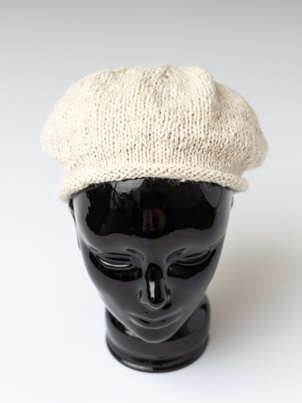 Hand Knit Rolled Brim Beret Hat Tam